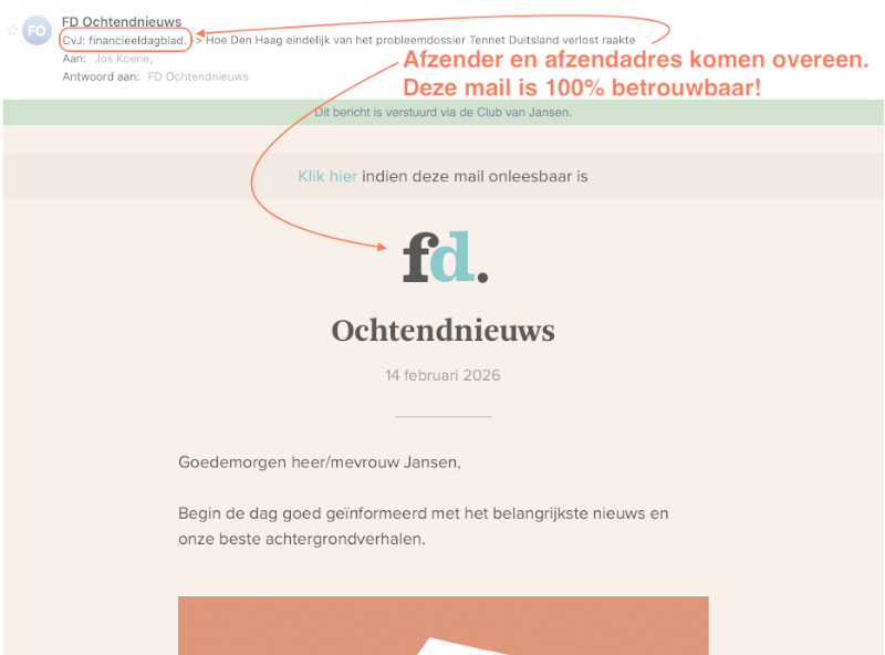 Voorbeeld betrouwbare mail